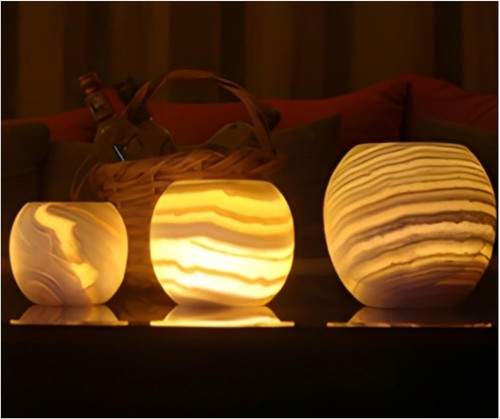 Single alabaster candle holder - single,