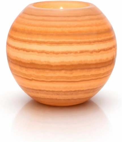 Single alabaster candle holder - alabaster,