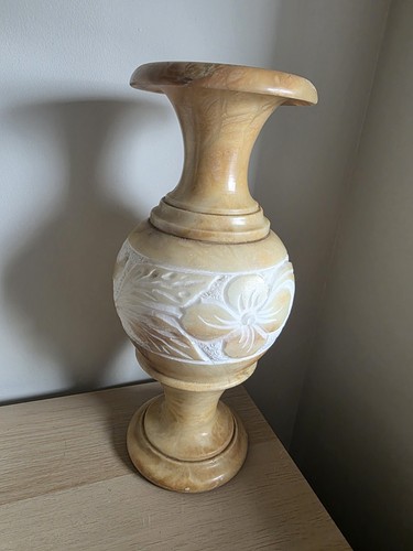 Vintage alabaster vase mrbled - alabaster,