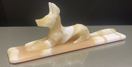 Carved alabaster egyptian god - alabaster,
