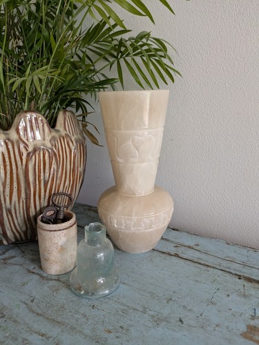 Vintage alabaster vase - vintage,